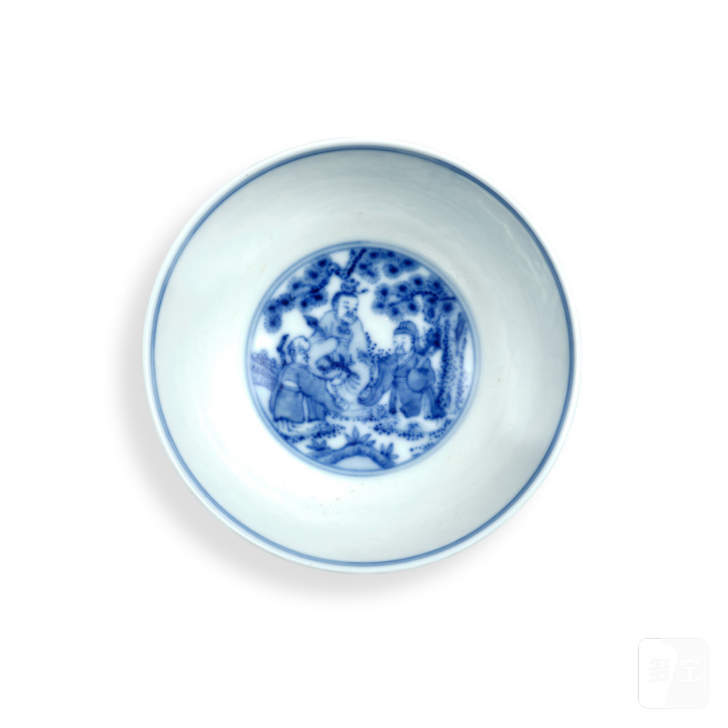 A blue and white 'Eight Immortals' bowl, Mark and period of Tongzhi | 清同治 青花八仙圖盌 《大清同治年製》款 - 图2